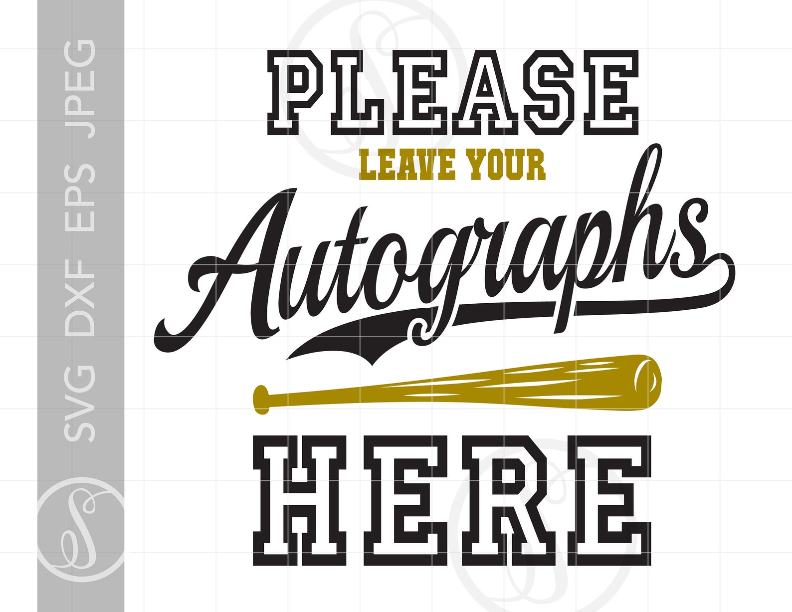 Baseball Autographs Svg Art Cut File Sports Downloads | Autographs Here ...