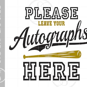 Baseball Autographs Svg Art Cut File Sports Downloads | Autographs Here Sports Party Svg Dxf Pdf Silhouette Art SC209