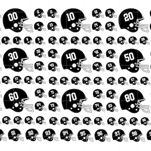 Football Svg | Football Helmet Numbers 00-99 Years SVG Silhouette Cricut | Football Number 00-99 Cut File | Football Downloads SC2654