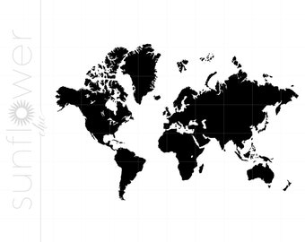 World Map Svg Cut Files | World Map Silhouette SVG Cutting Files | World Map Vector SVG Clipart Downloads | Globe Svg Dxf Pdf SC405