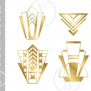ゴールド ベクター アールデコ デザイン SVG カット ファイル クリップアート ダウンロード | ゴールド アールデコ SVG DXF Pdf シルエット | アールデコ エレメント SVG クリップアート SC465G