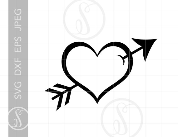 Heart And Arrow Svg Cupid Heart Clipart Heart Arrow Cut Etsy