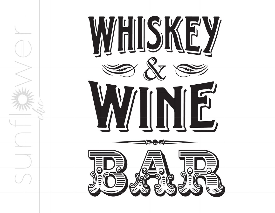 Whiskey Wine Bar Art SVG Design Vintage Bar Sign SVG Dxf Eps Etsy