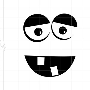 Goofy Monster Face Svg, Monster Face Clipart, Monster Face Silhouette Cut File, Monster Face Svg Jpg Dxf Pdf Png Download SC2090