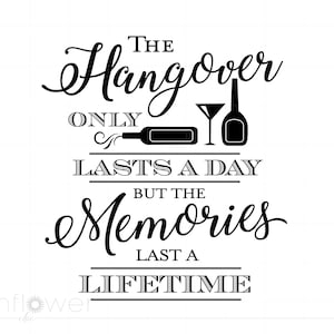 Chic Script HANGOVER Quote Art, SVG Dxf Eps Jpeg Wedding Cut File Downloads, Cricut Silhouette, Bar Sign Party Art SCS1