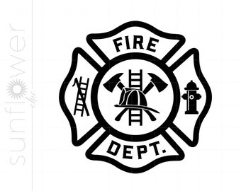 Fire Dept SVG Download, Firefighter Svg Clipart, Fire Department Emblem Silhouette Cut File Svg Jpg Eps Pdf Png Dxf Download SC1145