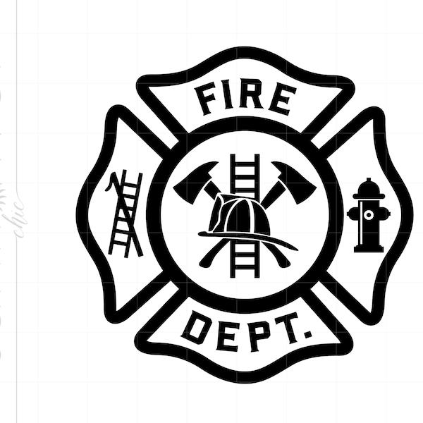 Fire Dept SVG Download, Firefighter Svg Clipart, Fire Department Emblem Silhouette Cut File Svg Jpg Eps Pdf Png Dxf Download SC1145