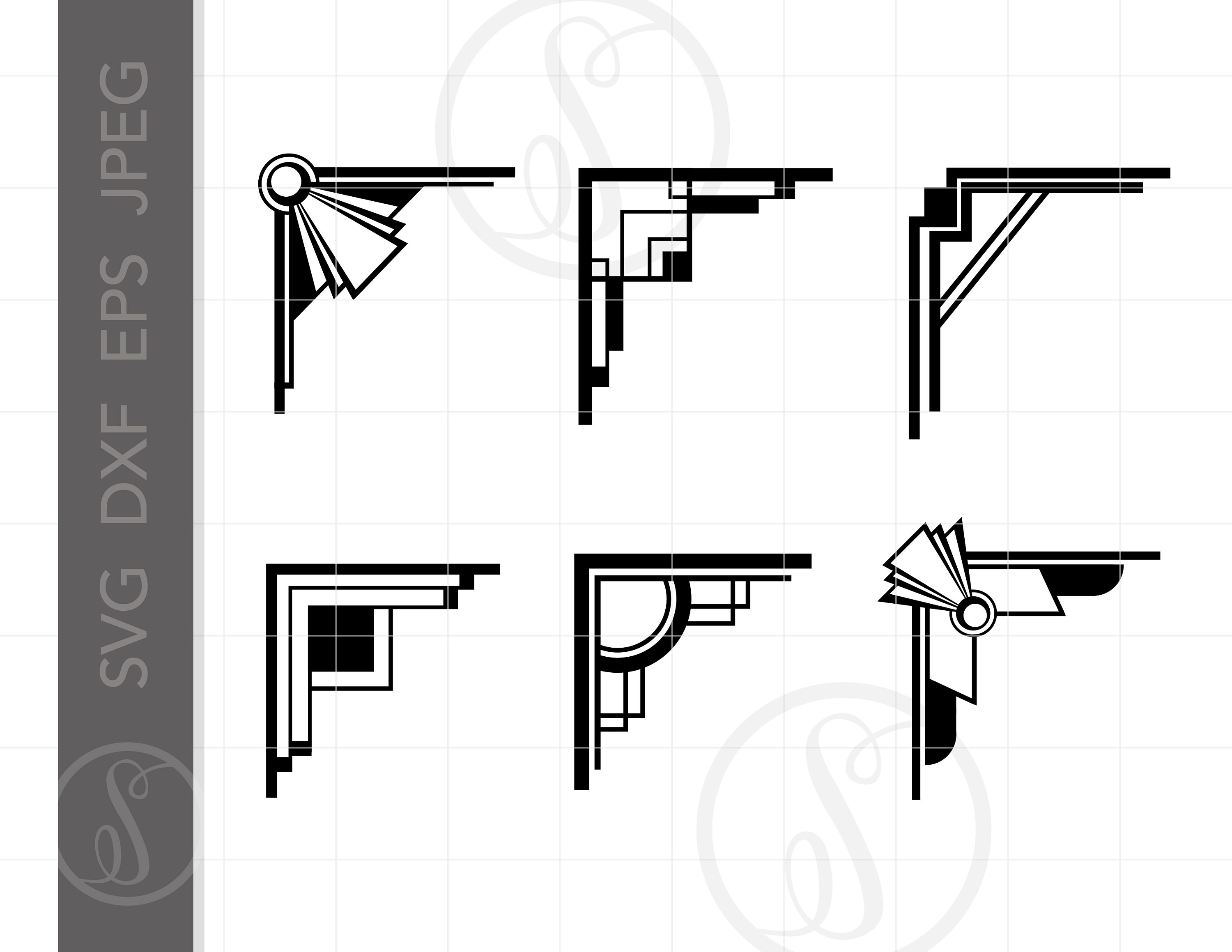 Art Deco CORNER Art SVG Dxf Eps Jpeg Art Deco Cut File Clipart Etsy