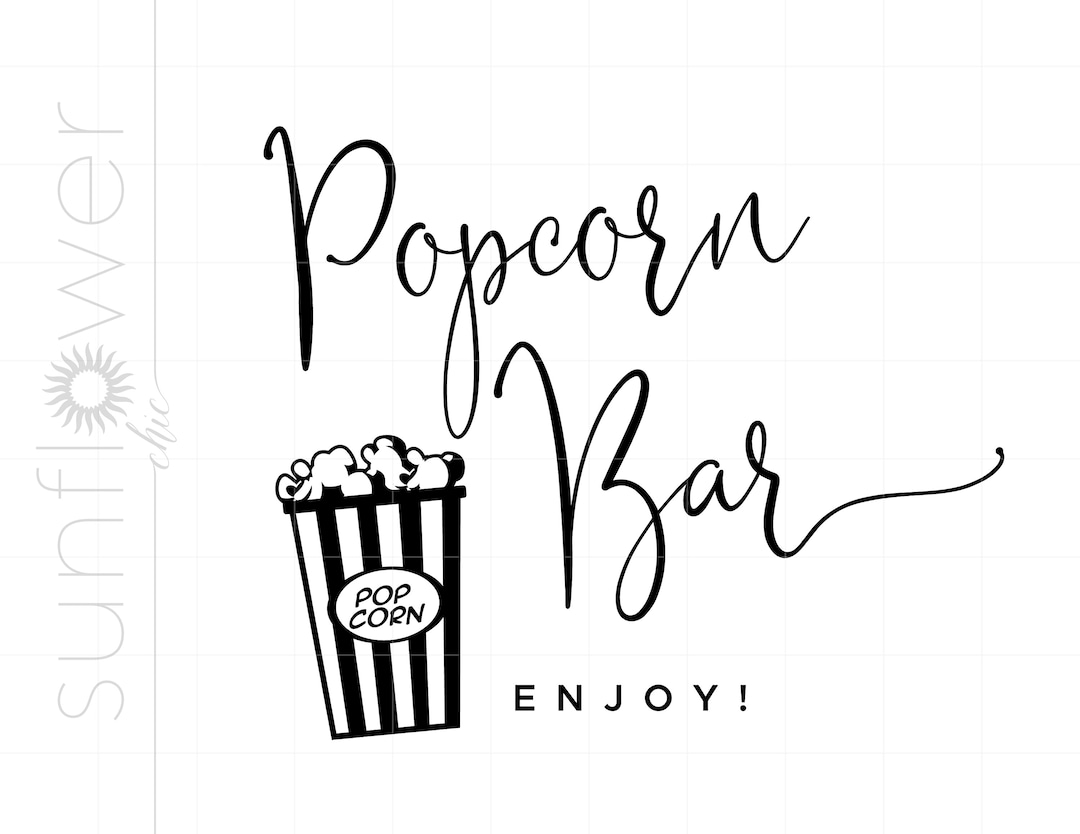 Popcorn Bar SVG Wedding Cut File Minimalist Wedding Svg Wedding Popcorn