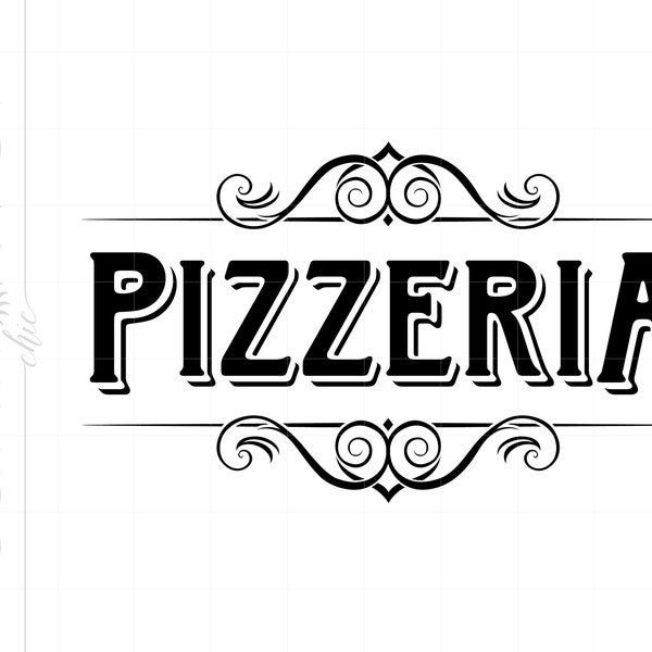 Classic PIZZERIA Sign Art | PIZZERIA SVG Dxf Eps | Pizzeria Sign Cut File Downloads | Silhouette Pizzeria Sign Art SC115