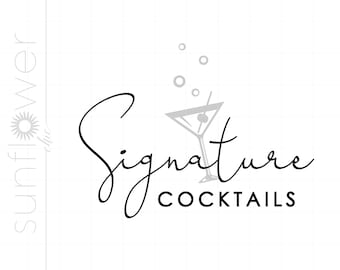 Signature Cocktails SVG | Wedding Svg | Minimalist Wedding Svg | Wedding Bar Menu Sign Svg Printable Cricut Silhouette SC2563