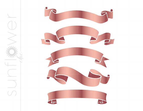 Rose Gold Ribbon Banners Svg Cut File Clipart Downloads | Rose Gold Banner Ribbon Svg Dxf Pdf Silhouette  | Svg Clipart SC62
