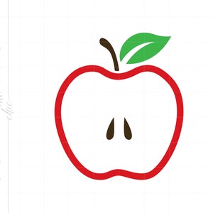 Cut Apple SVG | Apple Clipart | Apple Silhouette Cut File | Apple Svg Jpg Eps Pdf Png Dxf | Vector Apple Svg Download SC880