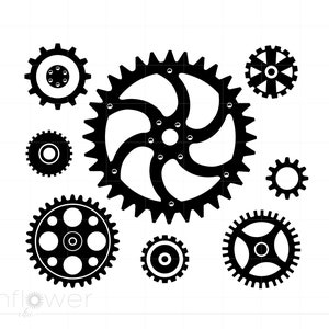 Pobierz plik Svg Machine Gears Clipart, Steampunk Svg Clipart Dxf Pdf Cricut Silhouette Cut File, Natychmiastowe pobieranie SC404