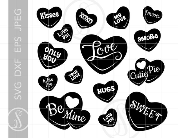 Download Candy Hearts Svg Clip Art Cut Files Valentines Hearts Svg Etsy