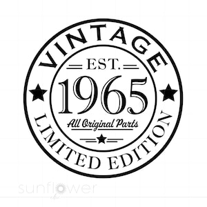1965 Geburtstags-Svg, geboren im 1965-Svg-Download, 1965 alle Original-Teile-Svg, 60