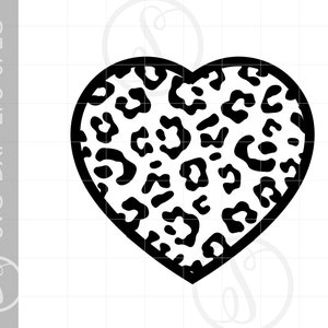 Leopard Print Heart SVG | Leopard Spots Heart Cricut Svg | Leopard Print Heart Silhouette Cut File Svg Jpg Eps Pdf Png Dxf Download SC1863