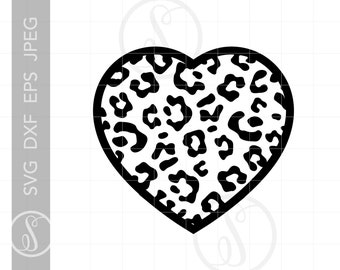 ヒョウ柄ハート SVG | ヒョウ柄ハート Cricut SVG | ヒョウ柄ハート シルエット カット ファイル SVG JPG EPS Pdf PNG Dxf ダウンロード SC1863