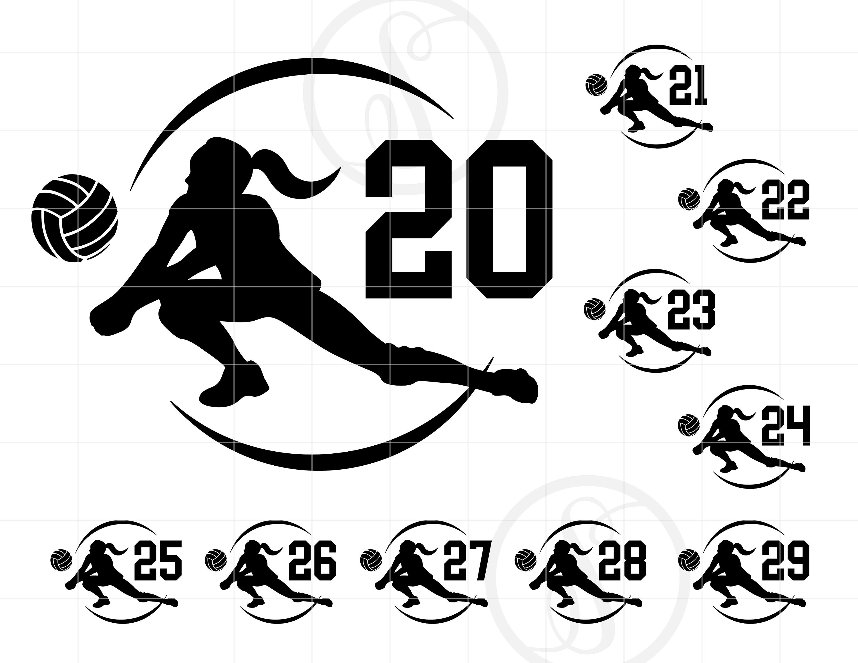 Volleyball Numbers SVG Volleyball Cut Files Silhouette Etsy