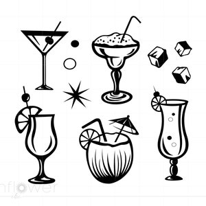 Download pacchetto in formato SVG di cocktail bar, Margarita Martini Coconut Cocktail Svg Png Cricut Silhouette, download istantaneo SC457