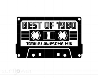 Best of 1980 Cassette Tape SVG Download, 1980 Birthday SVG, 1980 Vector Svg Jpg Pdf Png Cricut Silhouette Cut File, Instant Download SC2853