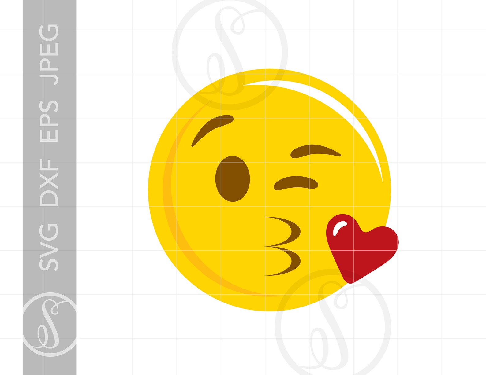 Kiss Emoji SVG Download Vector Kiss Emoji Clipart Kiss Etsy