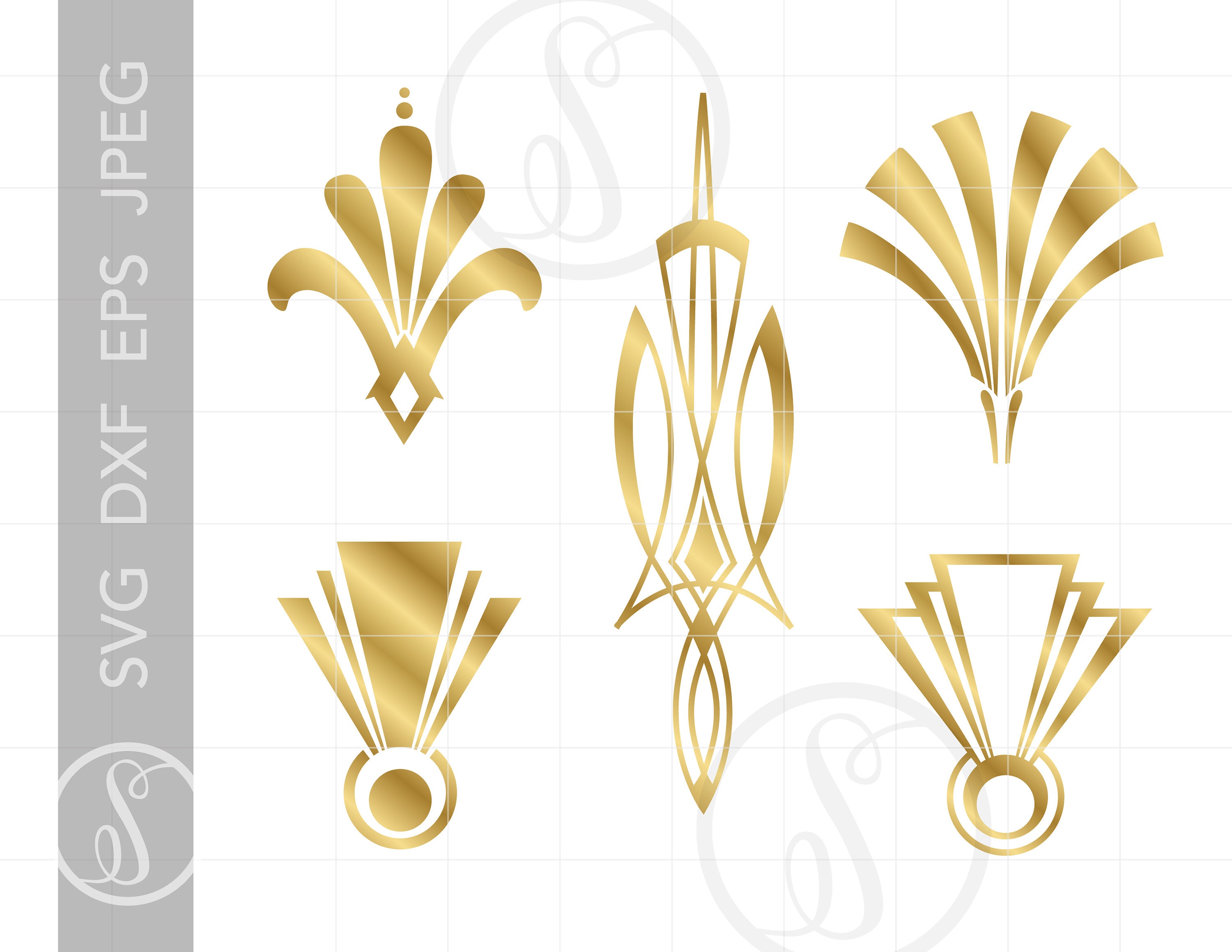 Gold Art Deco SVG Clipart Dxf Eps Downloads Gold Art Deco Cut - Etsy Sweden