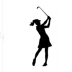Girl Golfer SVG, Girl Golfer Clipart, Girl Golfer Silhouette Cut File, Girl Golfer Svg Jpg Eps Pdf Png Dxf Download SC1071