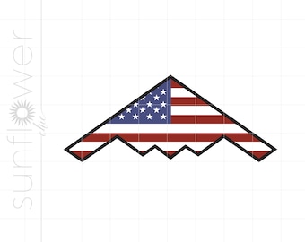 Bandiera americana B2 Stealth Svg / File di taglio Svg Stealth Bomber bandiera USA / Maglietta Bomber bandiera USA Cricut Silhouette SC2342