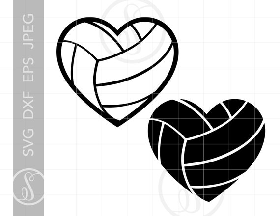Volleyball Heart SVG Volleyball Heart Vector Clipart - Etsy
