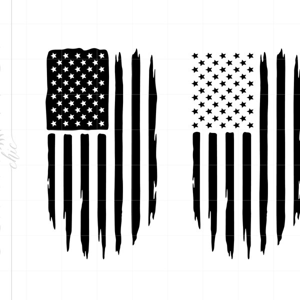 American Flag Svg, US Flag Svg Cut Files, Distressed American Flag Printable T Shirt Cricut Silhouette, Black and White Flag SC2550