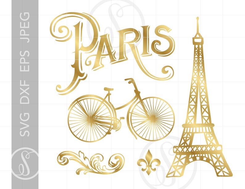 Download Gold PARIS Svg Cut File Clipart Downloads Gold Parisian ...