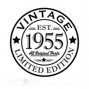 1955 Geburtstags-Svg, geboren im 1955-Svg-Download, 1955 Alle Original-Teile-Svg, 70. Geburtstag-Svg, Vintage 1955 Schnittdatei Cricut Silhouette S3940