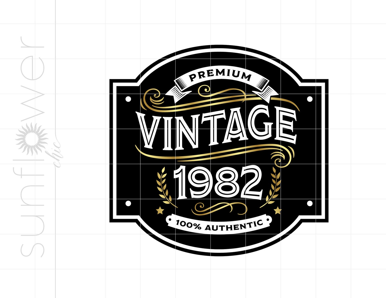 1982 Birthday SVG Download | 1982 Birthday Vintage Gold Whiskey Label ...