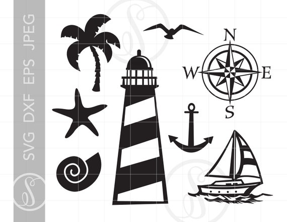 Nautical Svg Silhouette Cut Files Nautical Clipart Downloads Etsy