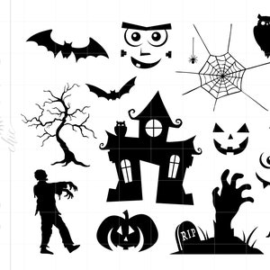 Halloween SVG Bundle, Halloween Haunted House Silhouette Svg Cut File, Halloween Cricut Svg Dxf Png Download, Zombie Graveyard Svg SC2641