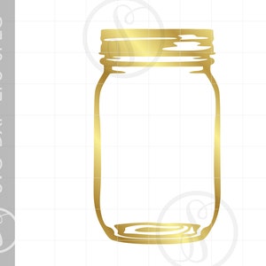 May include: A gold-colored mason jar with a wide mouth and a lid. The jar is empty and has a simple, classic design.