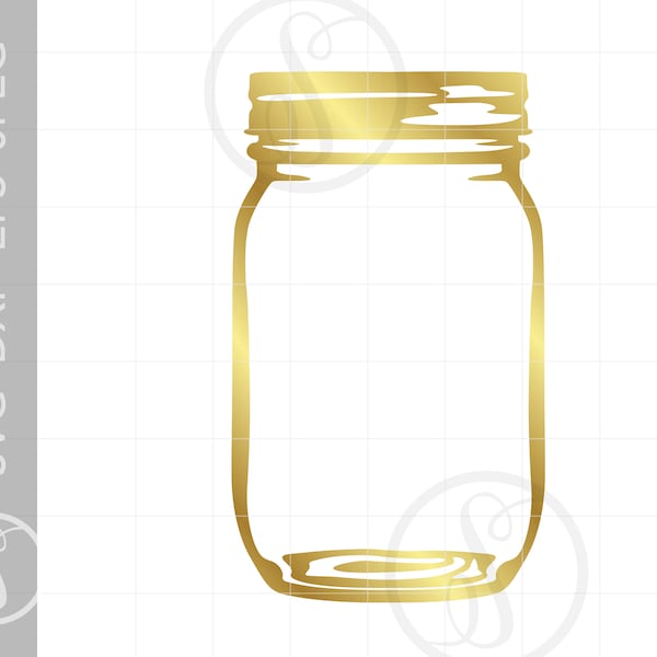 Gold Mason Jar SVG | Gold Mason Jar Clipart | Mason Jar Silhouette Cut File | Gold Mason Jar Svg Jpg Eps Png Dxf Download SC1192G