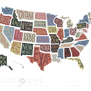 USA SVG, USA USA, geschnittene Dateien, USA Karte, USA Karte Puzzle, druckbare Cricut Silhouette SC2436