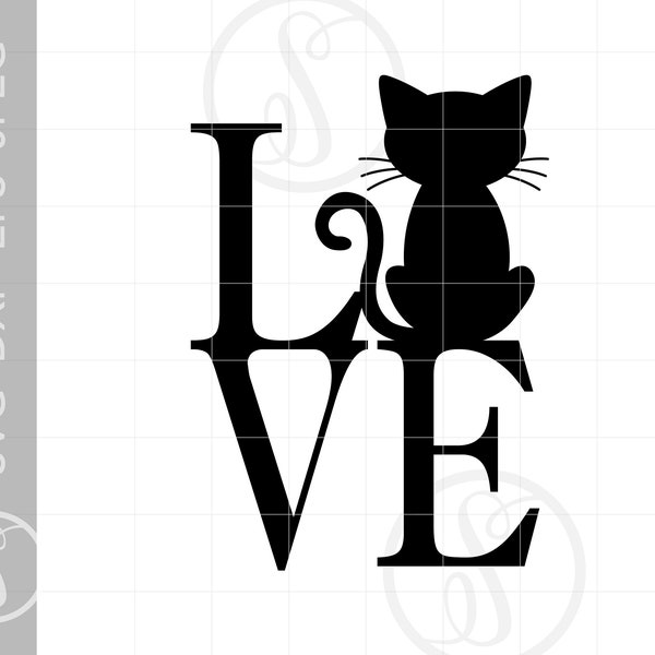 Love Cats SVG Clipart | Love Cat Silhouette Cut File | Cat Love Svg Jpg Eps Pdf Png Dxf Download SC1452