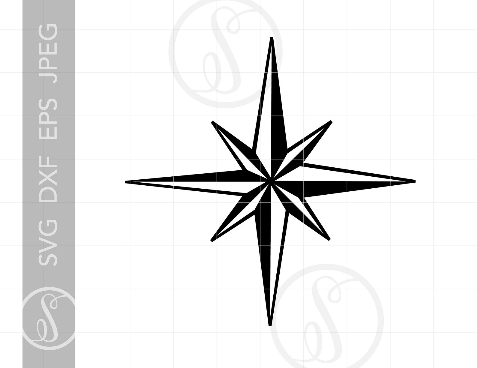 Compass Star SVG Compass Star Clipart Compass Star Cut Etsy