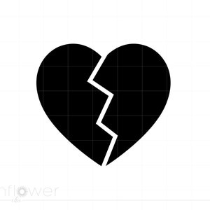 Broken Heart SVG Download, Broken Heart Silhouette Cut File, Cracked Heart File Svg Png Cricut Silhouette Instant Download SC1304
