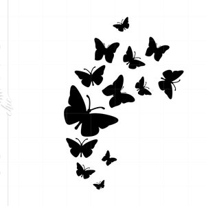 Schwimmende Schmetterlinge SVG, Schmetterling SVG, fliegende Schmetterlinge Silhouette geschnitten Datei, schwimmende Schmetterlinge SVG Jpg Pdf Png Dxf Download SC1544