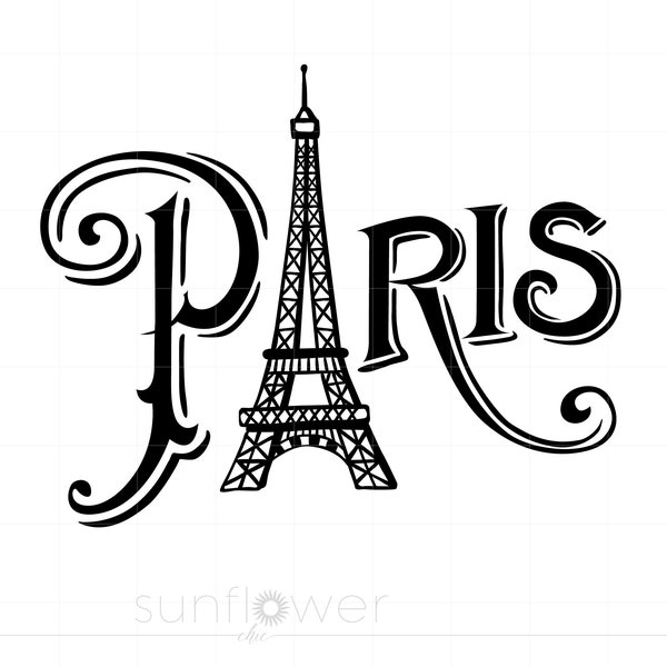 PARIS Schnitt Dateien Clipart Downloads | Eiffelturm SVG | Paris SVG Dxf Pdf Silhouette | Eiffelturm Shirt Clipart SC204