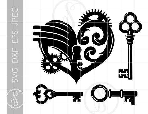 Download STEAMPUNK HEART Svg Cut File Clipart Downloads Steampunk ...