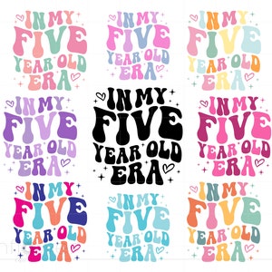 Nel mio pacchetto di Svg per bambini di cinque anni, maglietta di compleanno Svg, ragazza del quinto compleanno Svg Png Cricut Silhouette Download immediato SC3579