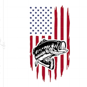 American Flag Svg, Fishing Svg, US Flag Fish Svg Cut File for Cricut Silhouette, American Fisherman Shirt, US Flag Svg SC2921