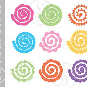 Rolled Paper Flower Svg | Rolled Flower Templates | Silhouette Cricut Flowers | 3D Flower Svg Cut Files | Wedding Paper Flowers Art SC766