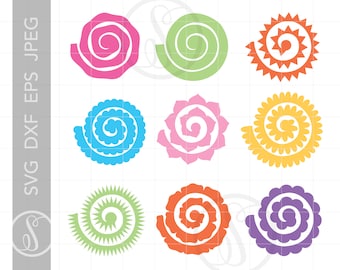 Rolled Paper Flower Svg | Rolled Flower Templates | Silhouette Cricut Flowers | 3D Flower Svg Cut Files | Wedding Paper Flowers Art SC766