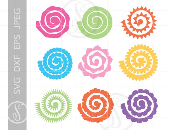 Download Rolled Paper Flower Svg Rolled Flower Templates Silhouette Etsy